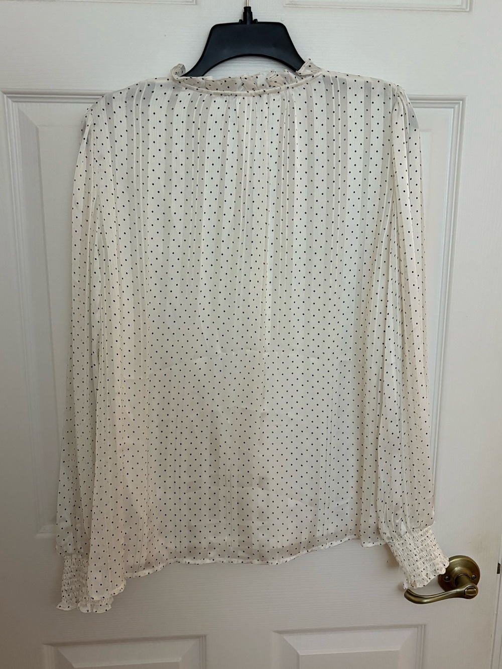 Ivory Polka Dot Ruffle-Neck Blouse - Picture 5 of 5